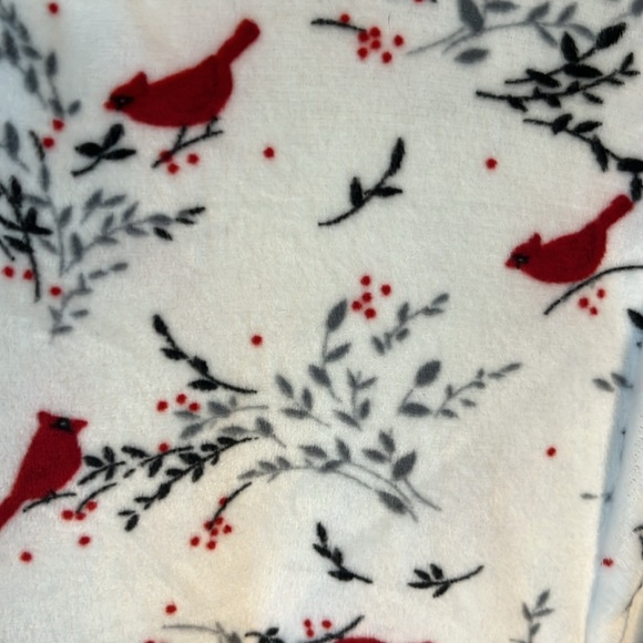Aria long sleeve nightgown white/red/gray cardinal bird print super soft flannel - Picture 13 of 13